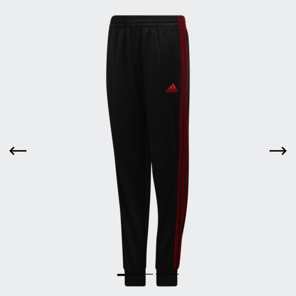 Adidas Kids Black and Red Fleece Lined Joggers